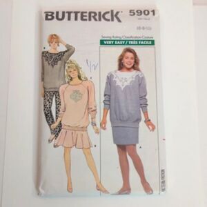 Vintage 80s Butterick Pattern 5901 Uncut Sweatshirt Skirt Pants 6 8 10
